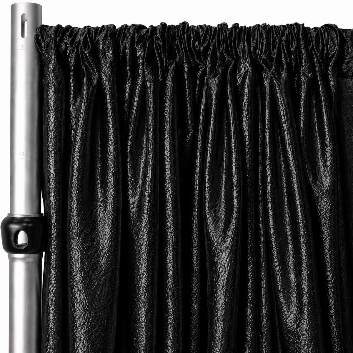 Black crushed taffeta drape panel for luxury gala and corporate event backdrop