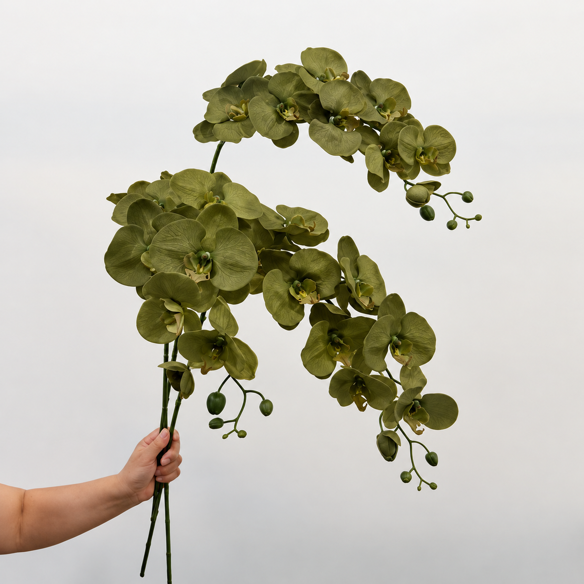 9-Head Faux Phalaenopsis Orchid Stem