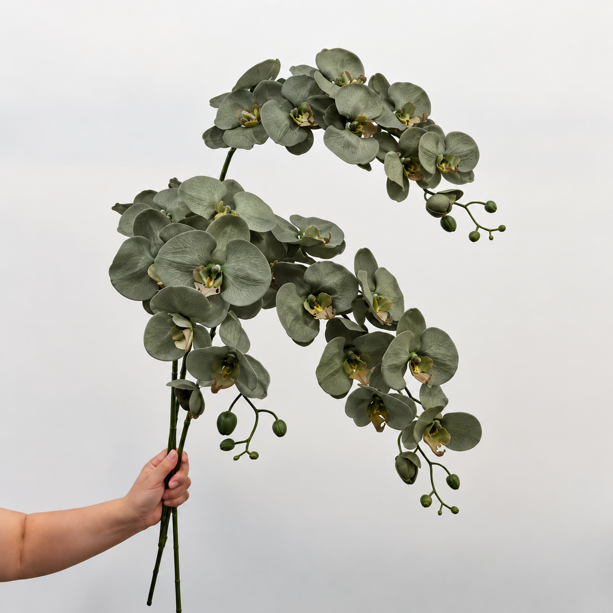 9-Head Faux Phalaenopsis Orchid Stem