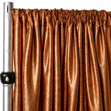 Copper brown taffeta drape panel for elegant event and wedding backdrop setup