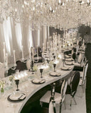 Crystal Hurricane Centerpiece table setup