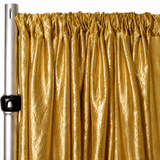 Gold crushed taffeta drape panel for luxury event and pipe and drape setup