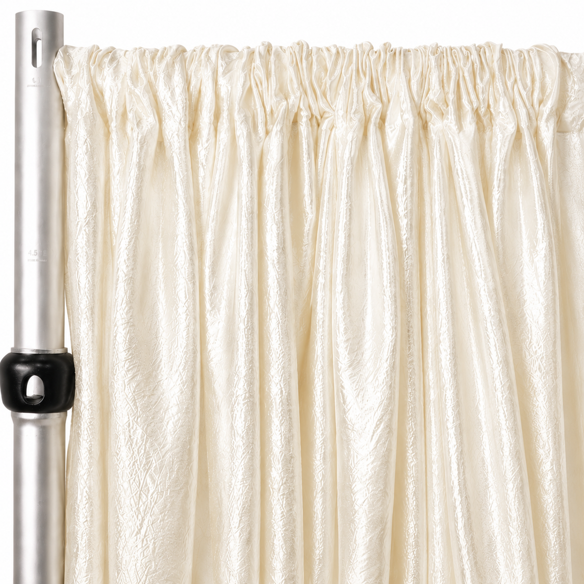 Ivory crushed taffeta drape panel for elegant wedding and bridal shower backdrop