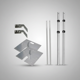 The Posh Backdrop System — adjustable pipe and drape kit for weddings and events, compact and premium configurations