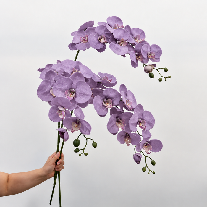 9-Head Faux Phalaenopsis Orchid Stem