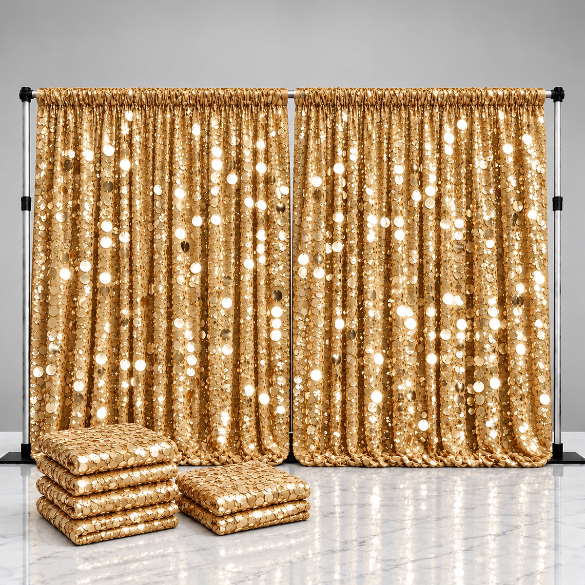 Payette Sequin Curtain Panel Packs | 15ft x 52in | 2 or 4 Panel Pack | Choose Color