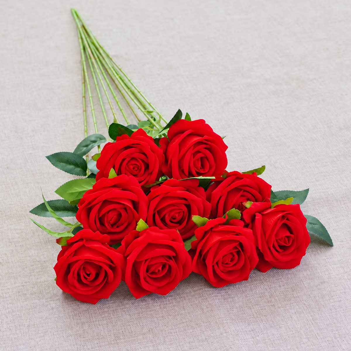 Realistic Touch Velvet Pearl Rose Stem, 50cm