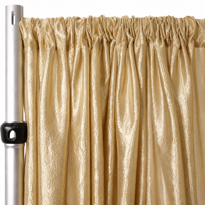 Champagne crushed taffeta drape panel for wedding and event pipe and drape backdrop