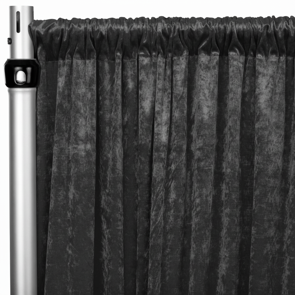 Charcoal Crush Velvet Drape Panel 15ft – Premium Event Draping by The Posh Academy