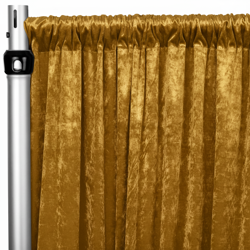 Gold Crush Velvet Drape Panel 15ft – Premium Backdrop Curtain for Events